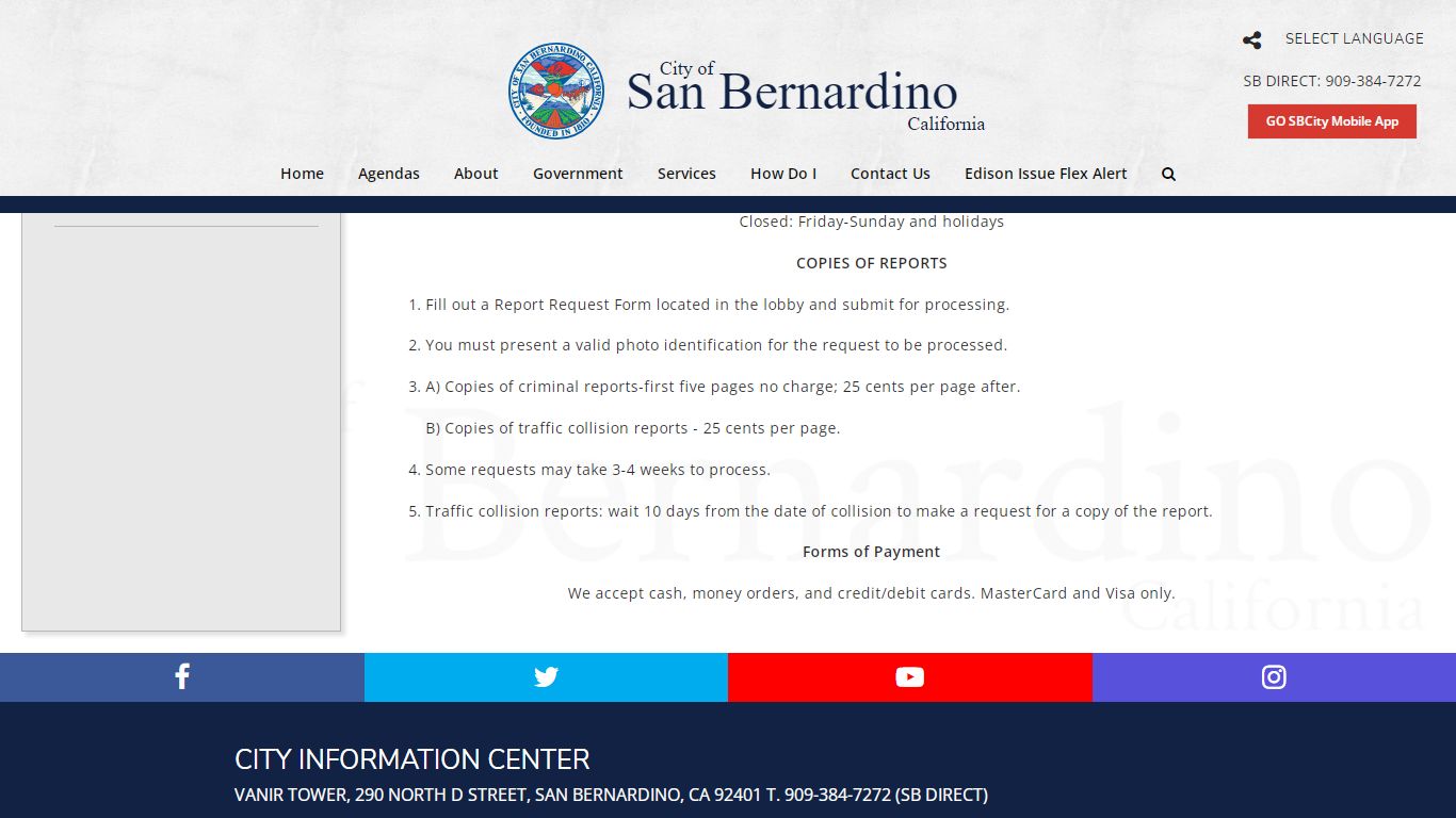 Records Bureau - City of San Bernardino